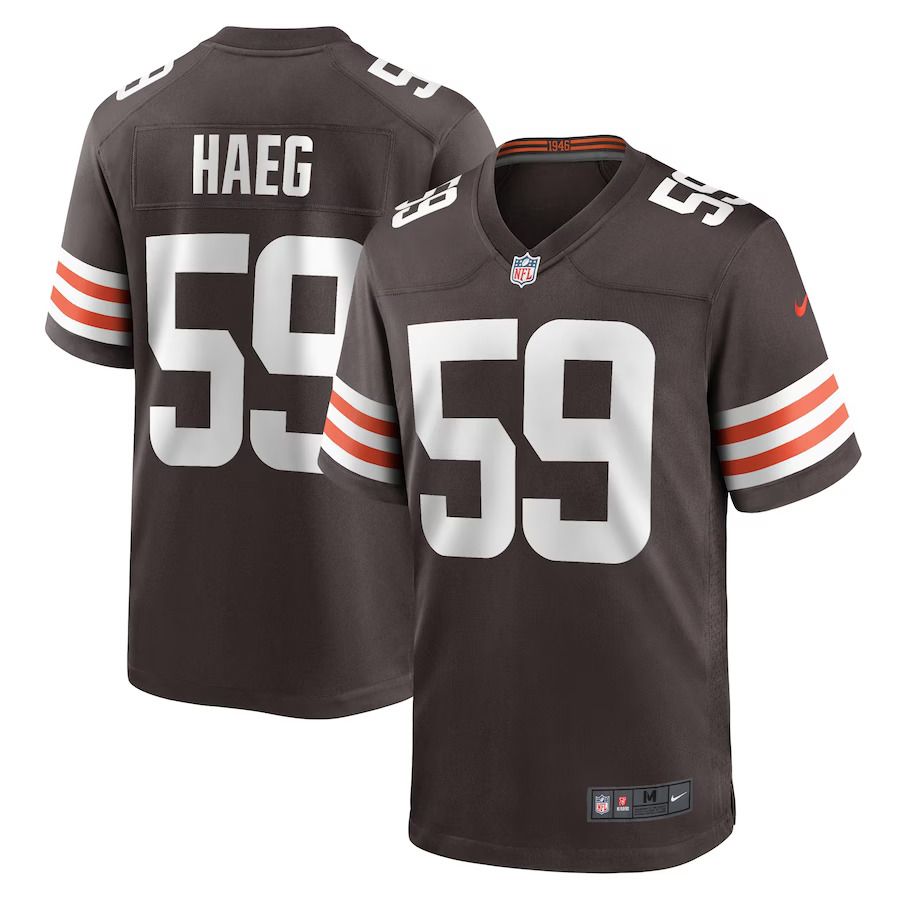Men Cleveland Browns 59 Joe Haeg Nike Brown Game Player NFL Jersey